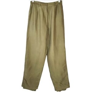 🟢7380 * Mel & Lisa 100% Silk Pants Olive Green Size 10